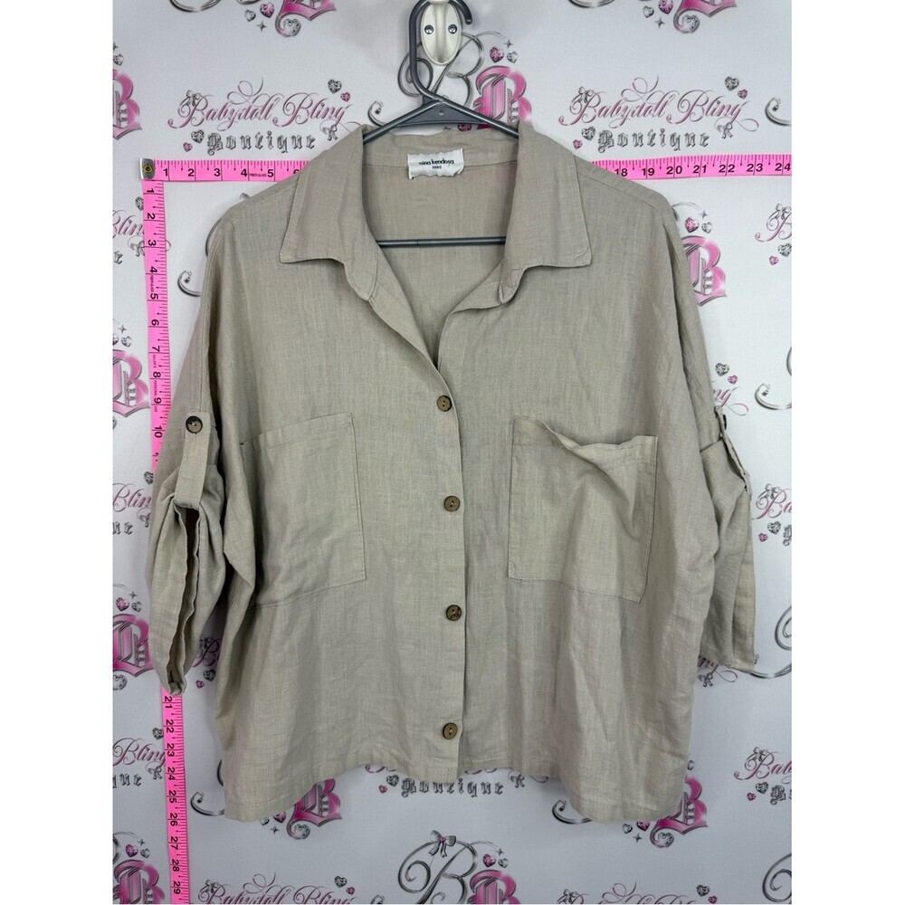 Nina Kendosa Paris Neutral tan Shirt tiki beach